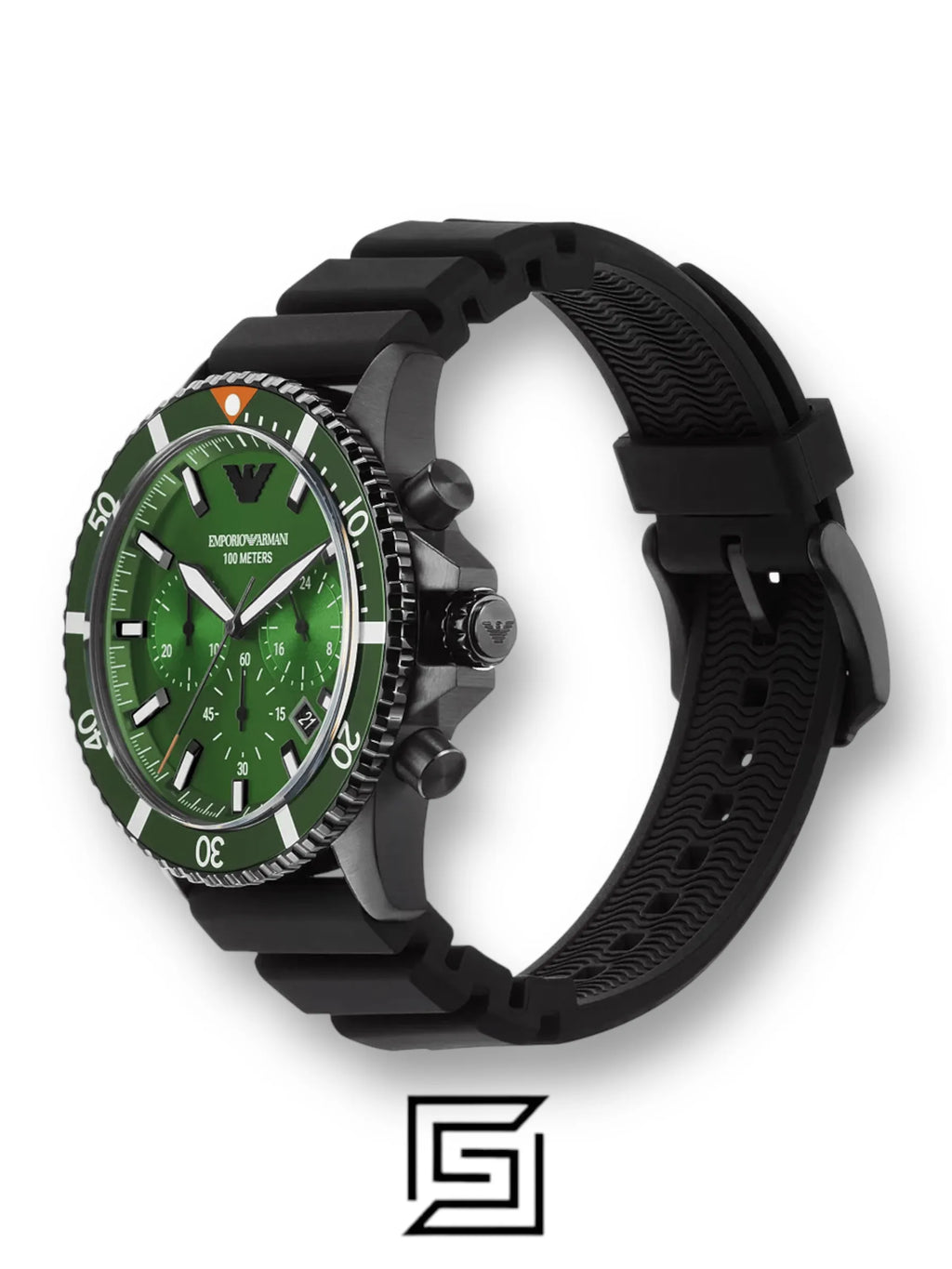 Emporio Armani Chronograph Black Silicone Watch (Model: AR11463)