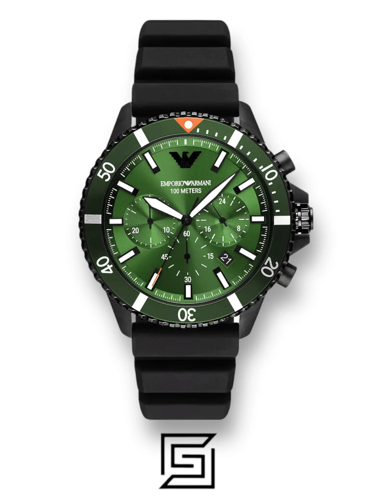 Emporio Armani Chronograph Black Silicone Watch (Model: AR11463)