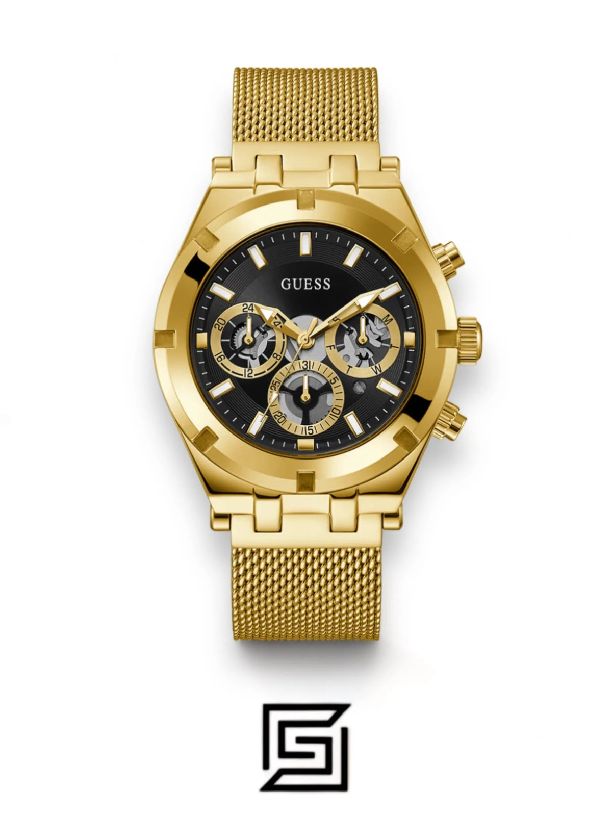 watches GUESS Mens Gold Tone Multi-function Watch GW0582G2