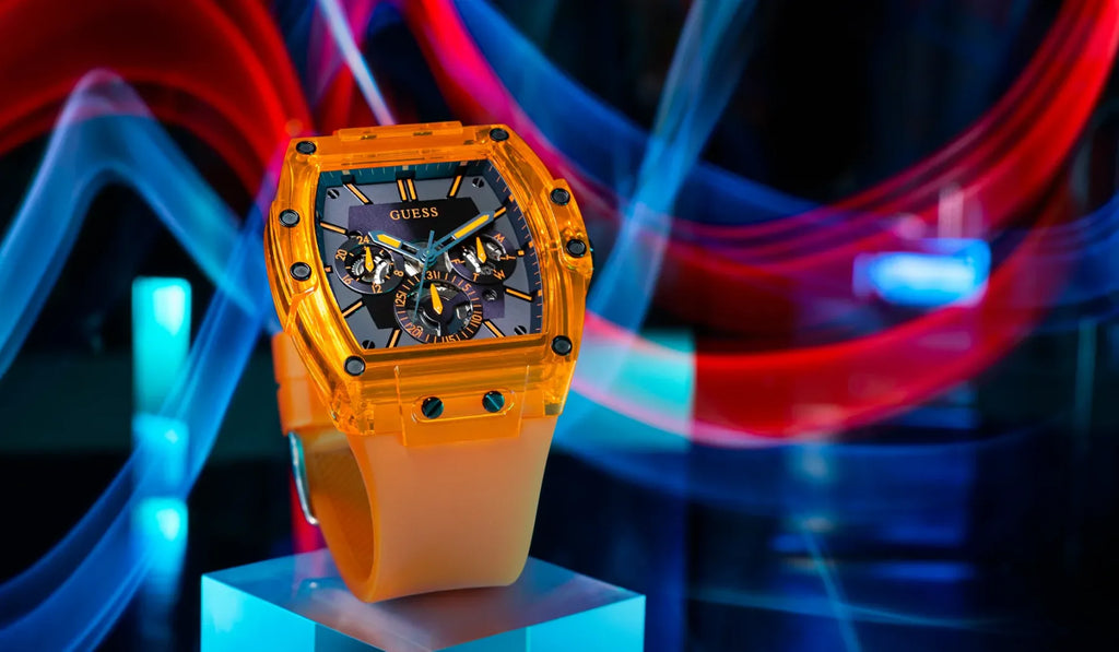 original-watches GUESS Mens Orange Multi-function Watch - GW0203G10