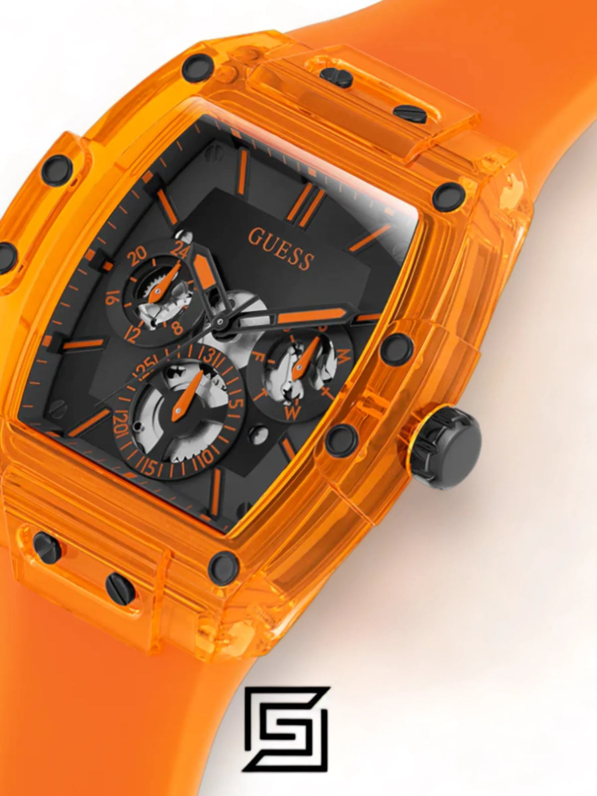original-watches GUESS Mens Orange Multi-function Watch - GW0203G10