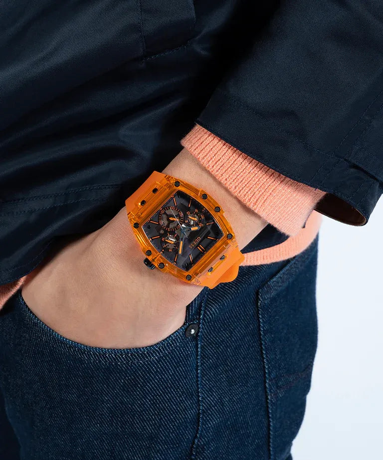 original-watches GUESS Mens Orange Multi-function Watch - GW0203G10