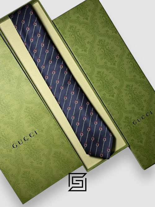 Gucci - Striped Dark Blue With GG Small Pattern