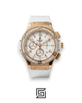 Hublot Big Bang Women – White Dial, Diamond Bezel & Rose Gold