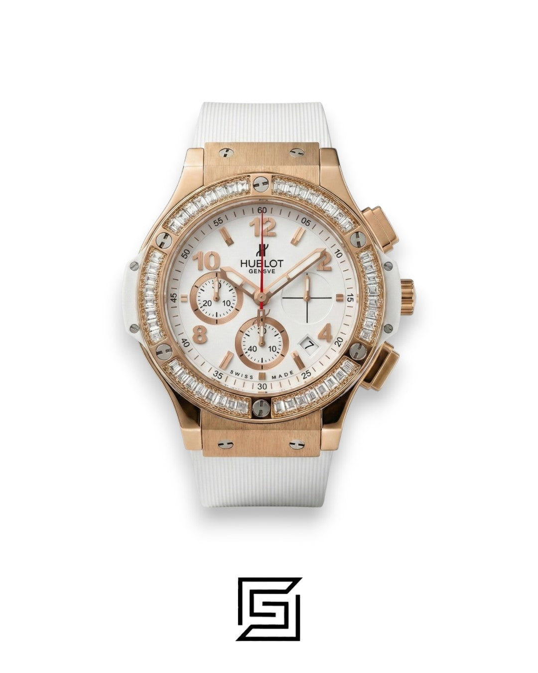 Hublot Big Bang Women – White Dial, Diamond Bezel & Rose Gold
