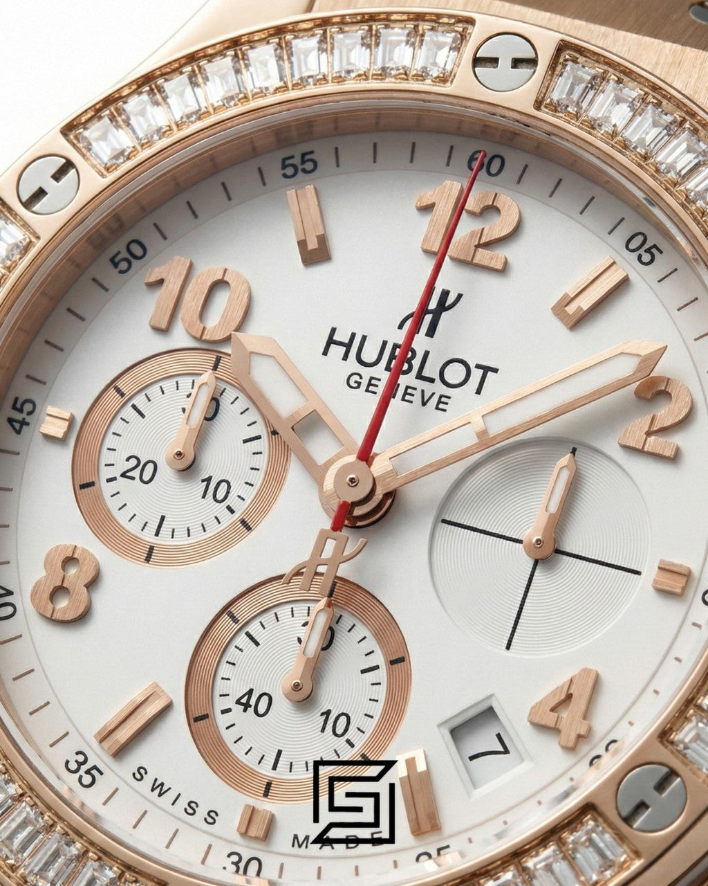 Hublot Big Bang Women – White Dial, Diamond Bezel & Rose Gold