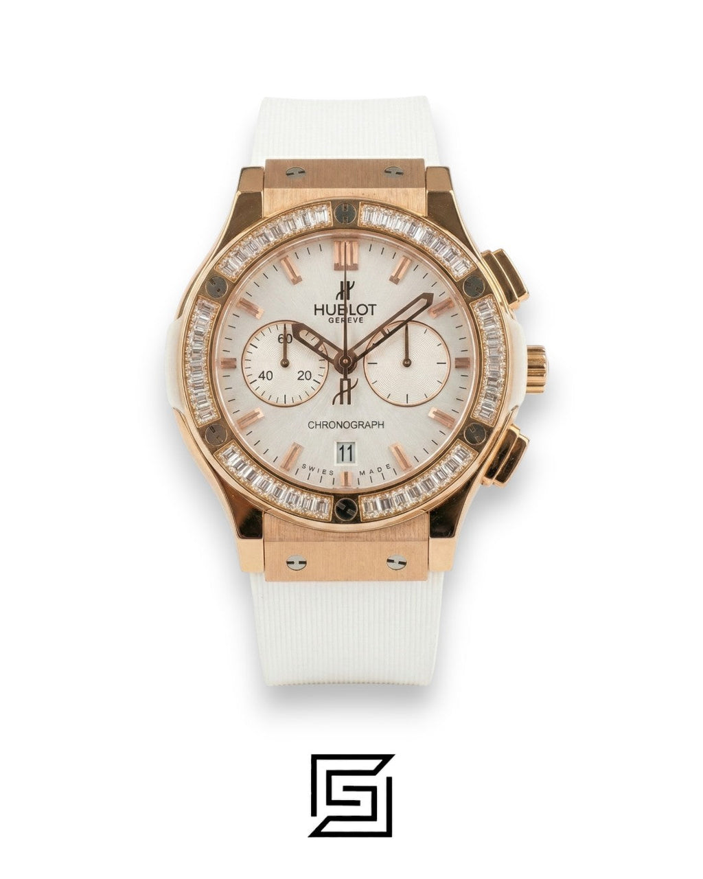 Hublot Big Bang Women - Rose Gold - White Diamond - White Rubber Strap