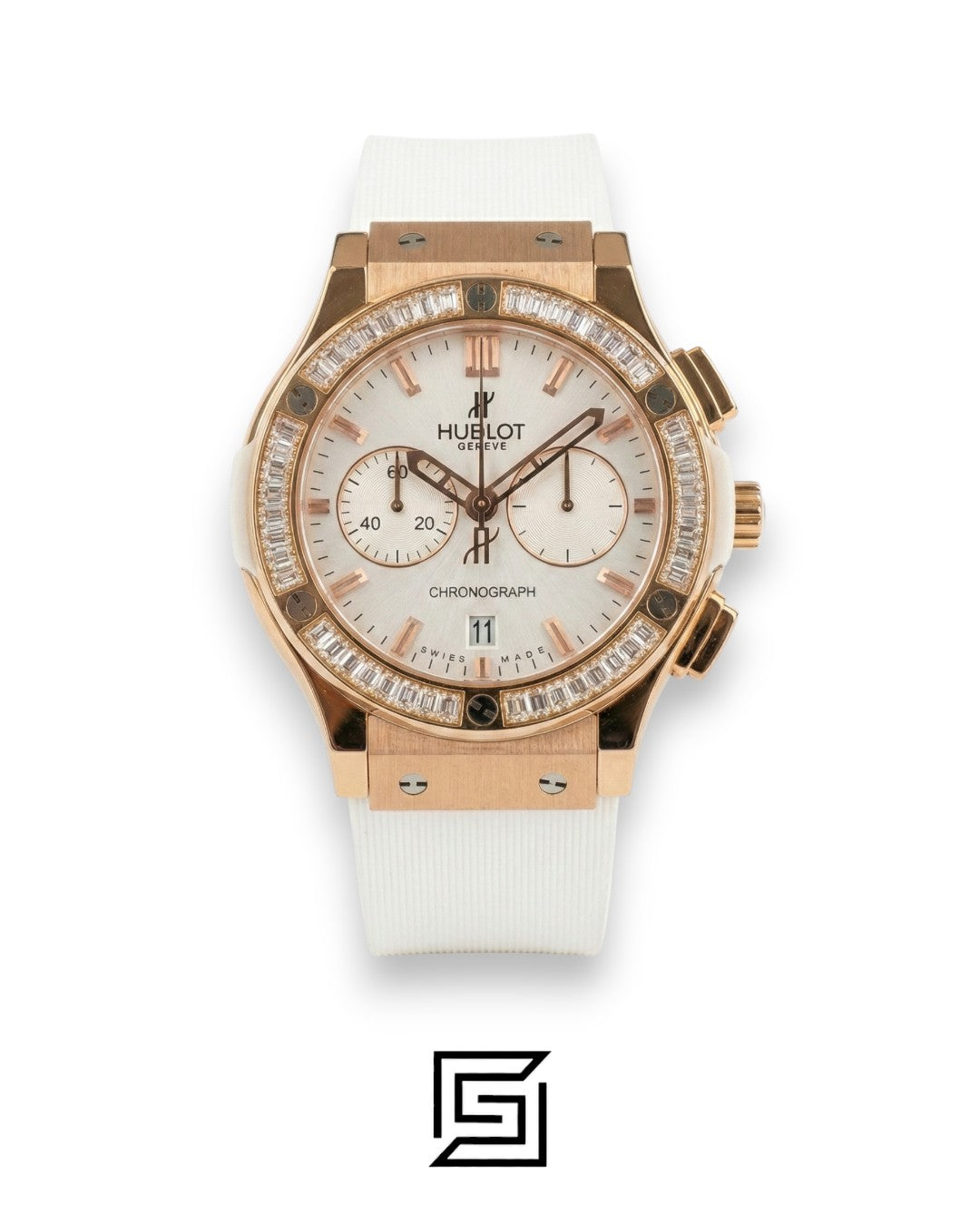 Hublot Big Bang Women - Rose Gold - White Diamond - White Rubber Strap