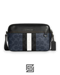 Graham Crossbody Bag In Blocked Signature Canvas With Varsity Stripe C9965