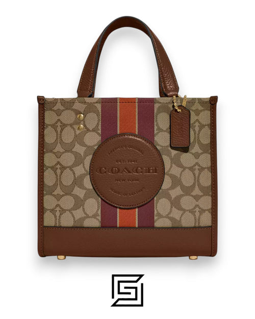 Dempsey Tote 22 Bag In Signature Jacquard With Stripe And Coach Patch Style No. C8417 Brown