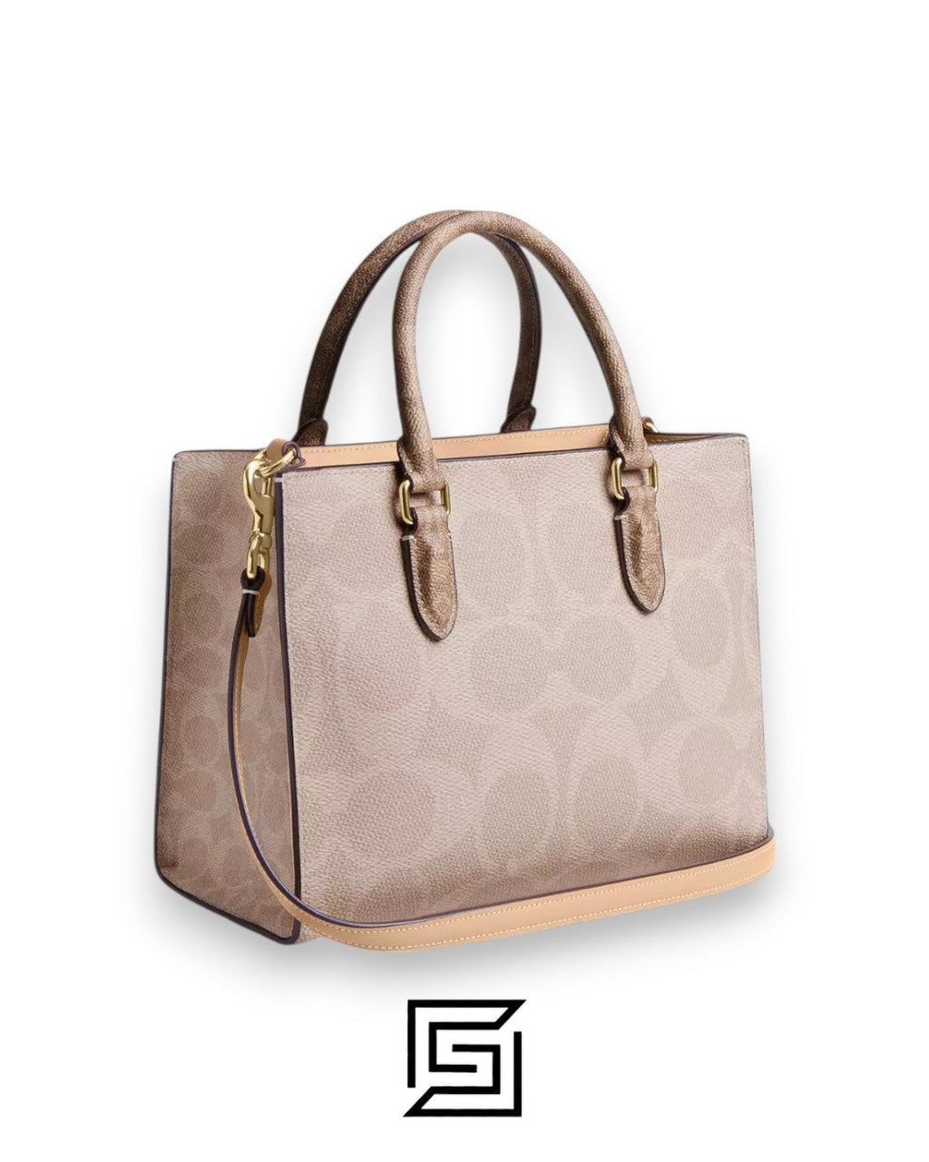 Maggie Small Tote Bag In Blocked Signature Canvas CY676 Khaki