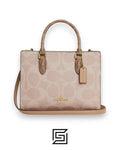 Maggie Small Tote Bag In Blocked Signature Canvas CY676 Khaki