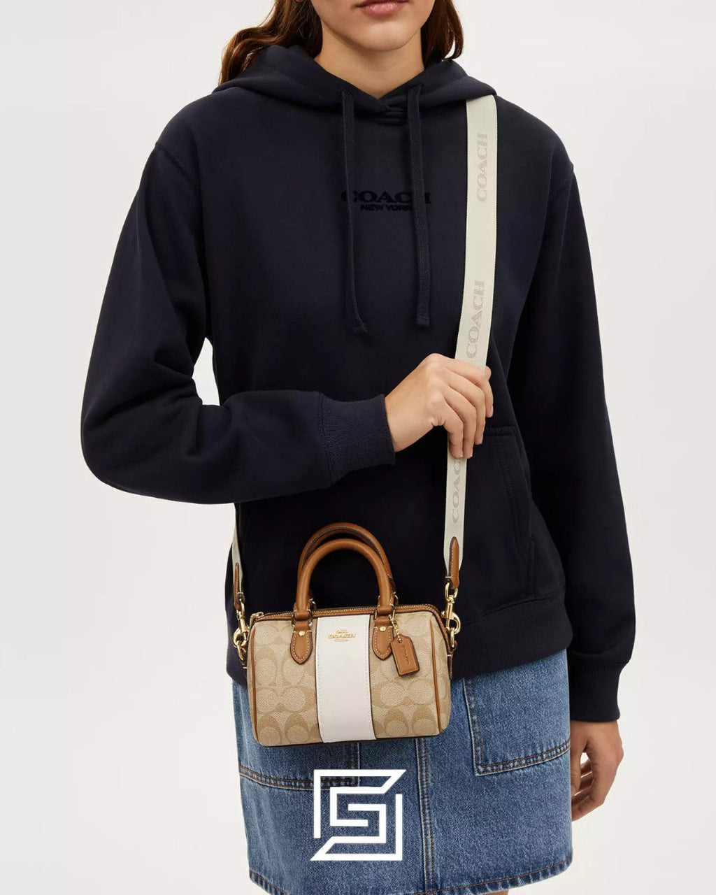 Mini Rowan Crossbody In Signature Canvas With Stripe CR243