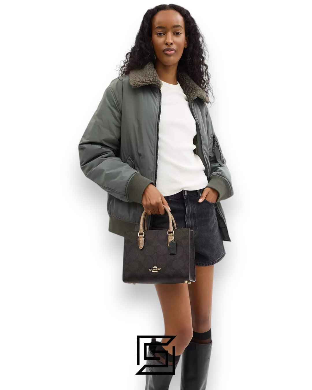 Maggie Small Tote Bag In Blocked Signature Canvas CY676