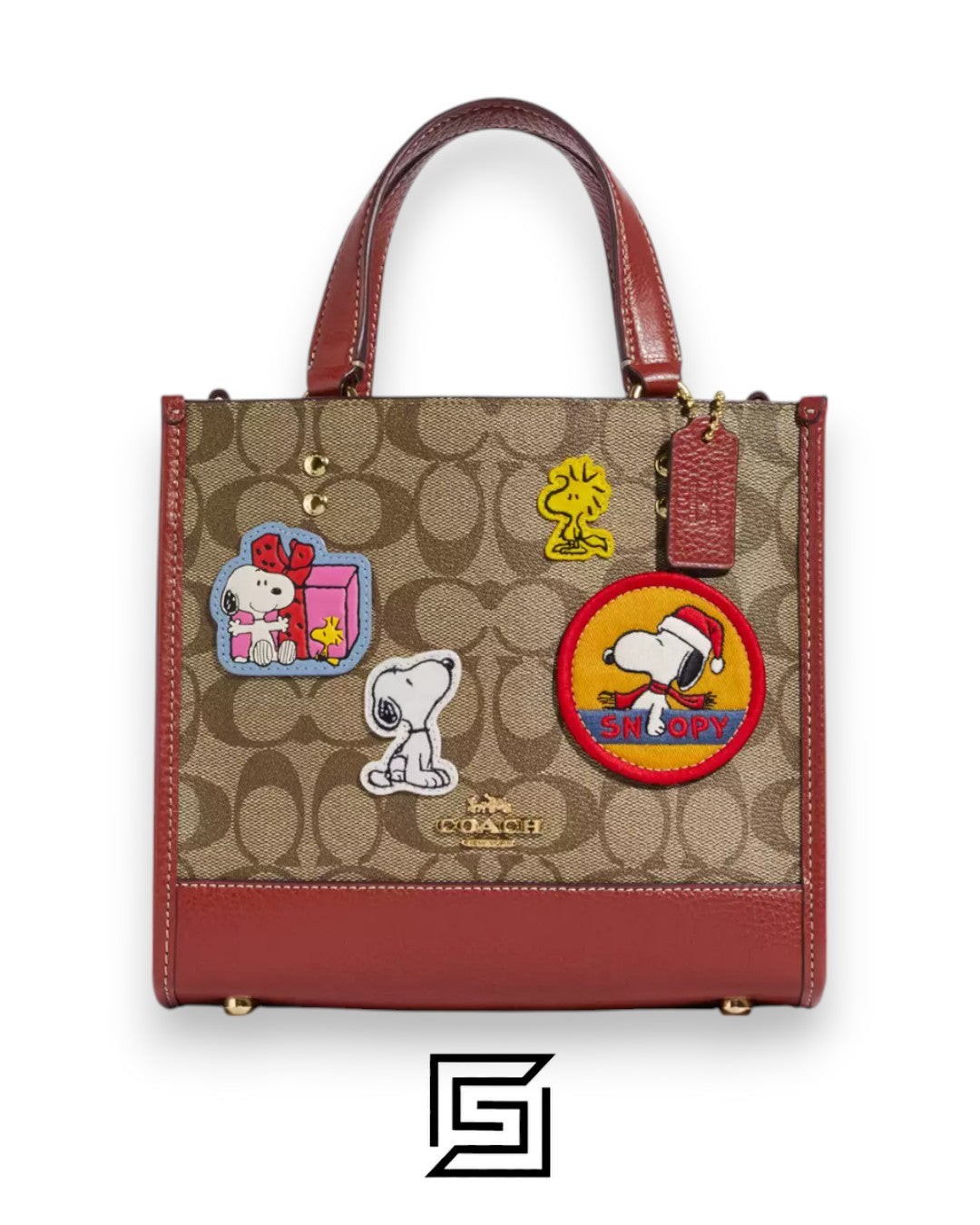 Coach X Peanuts Dempsey Tote Bag 22 In Signature Canvas With Patches CE851