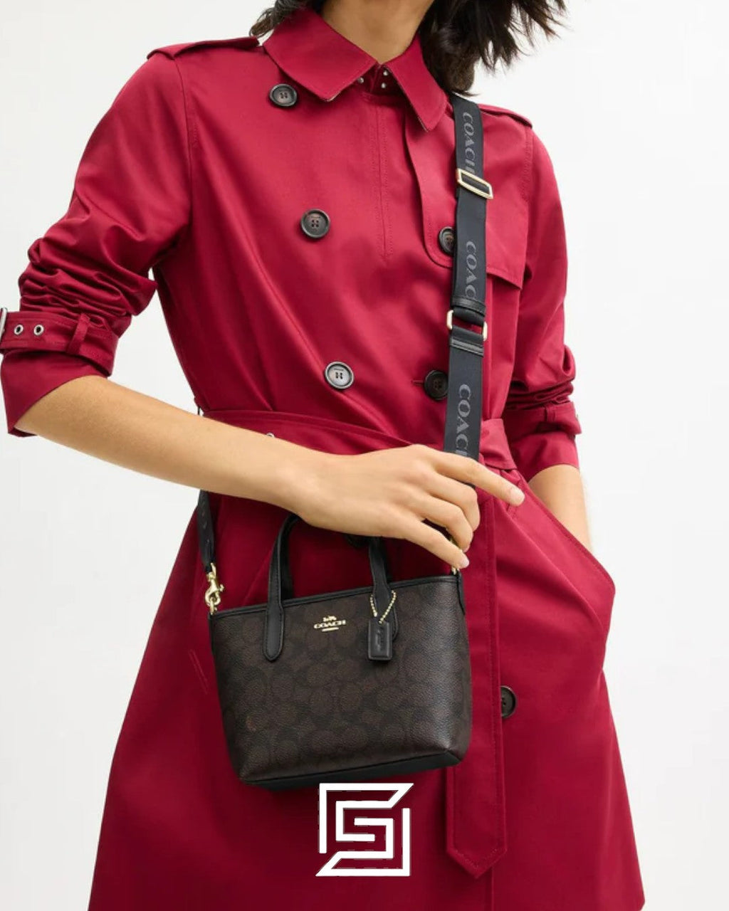 City Mini Tote Bag In Signature Canvas CW032 BROWN