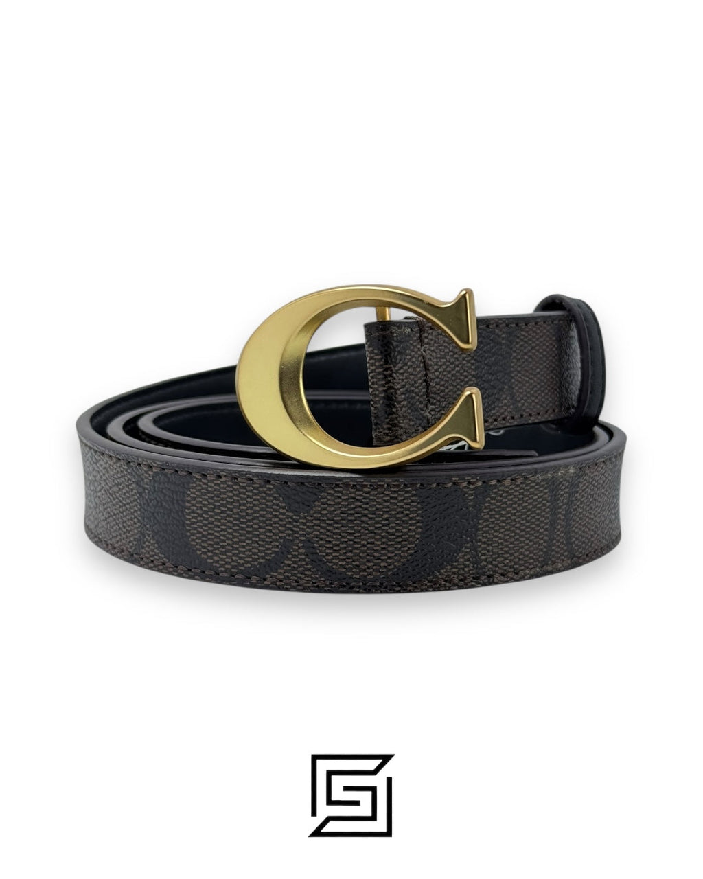 Signature Buckle Belt 38 Mm COLOR Gold/Khaki Saddle C5715