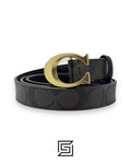 Signature Buckle Belt 38 Mm COLOR Gold/Khaki Saddle C5715