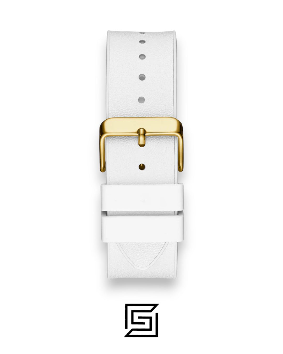 GUESS MEN Gold TONE Analog WHITE BAND Watch -GW0202G6