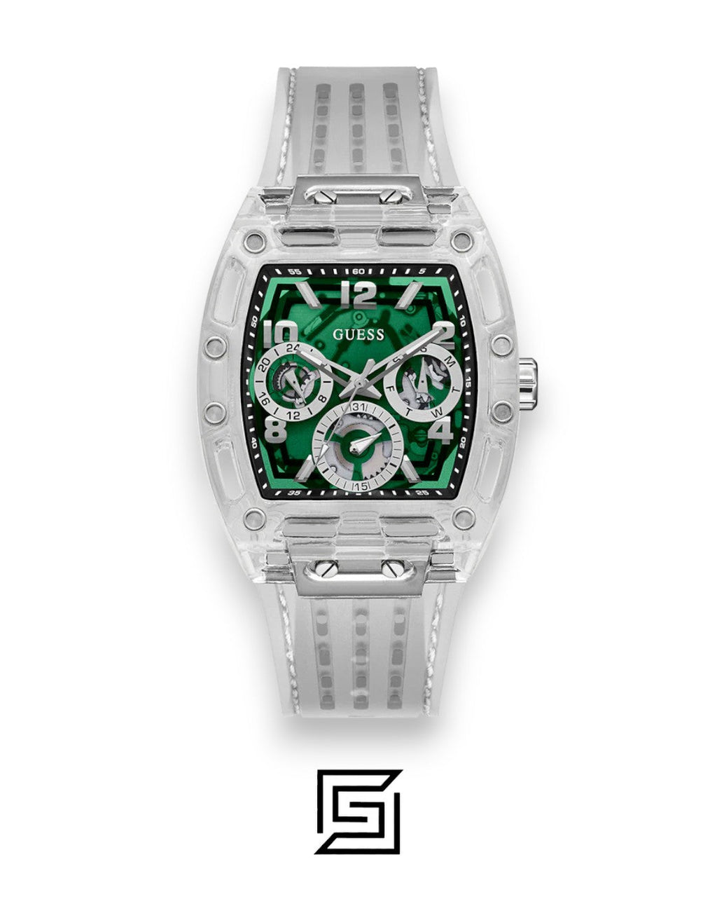 GUESS MEN TRANSPARENT TONE Analog TRANSPARENT BAND Watch -GW0499G8