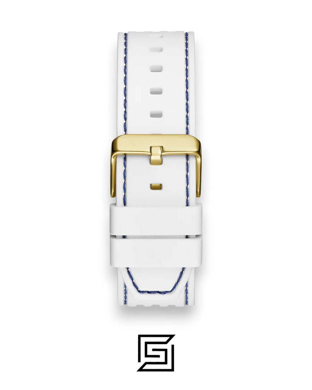GUESS MEN BLUE Tone Analog RABERR WHITE BAND Watch - GW0499G6