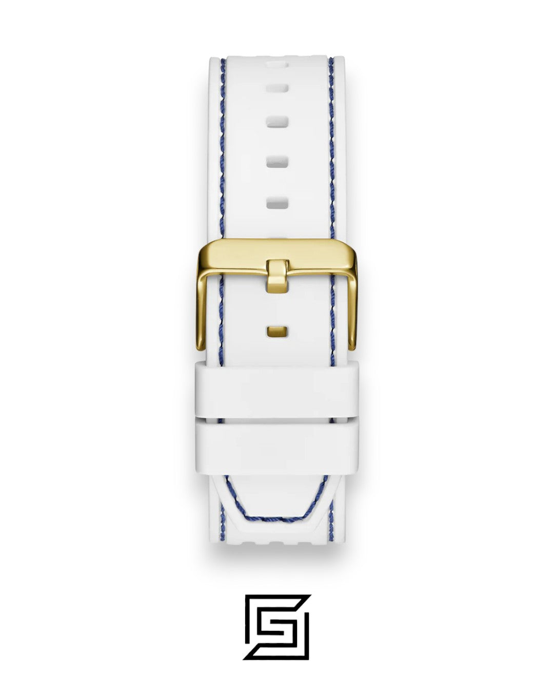 GUESS MEN BLUE Tone Analog RABERR WHITE BAND Watch - GW0499G6