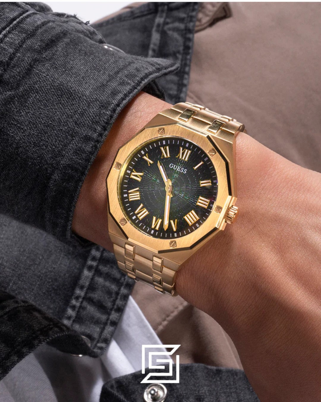 GUESS MEN GOLD Tone Analog WATCH GW0575G2