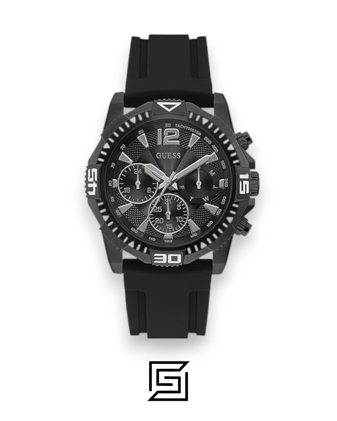 GUESS MEN BLACK Tone Analog Band Color BLACK WATCH GW0211G3