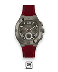 GUESS MEN GUN Tone Analog Band Color MAROON WATCH GW0571G4
