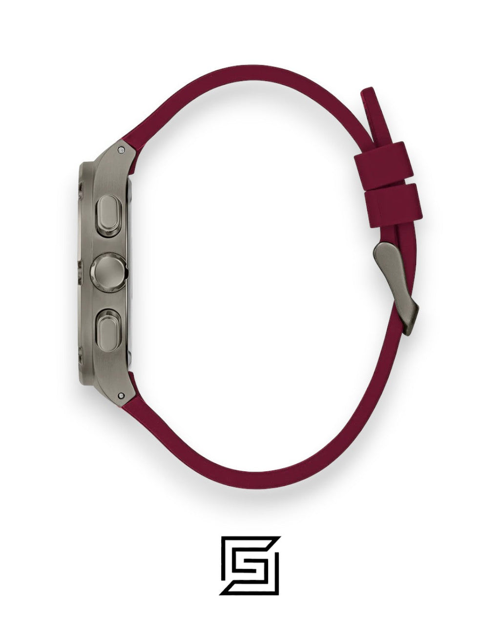 GUESS MEN GUN Tone Analog Band Color MAROON WATCH GW0571G4