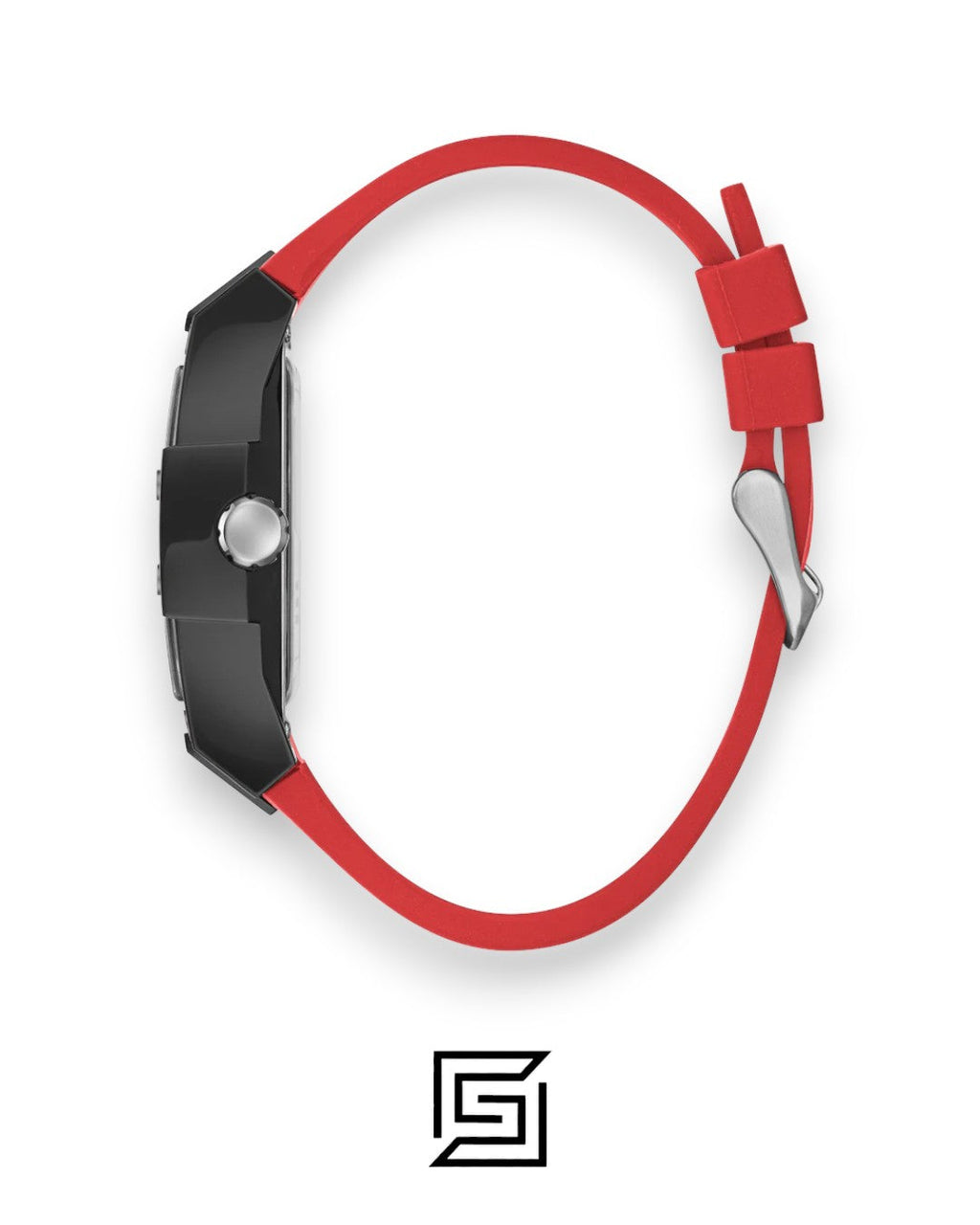 GUESS MEN BLACK Tone Analog Band Color Red WATCH GW0203G4