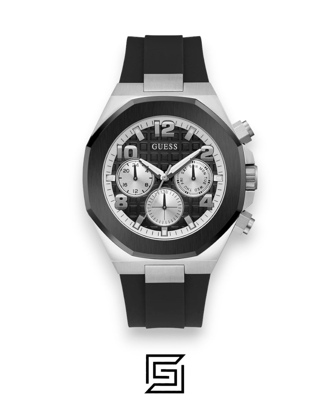 GUESS MEN BLACK Tone Analog Band Color BLACK WATCHG W0583G1