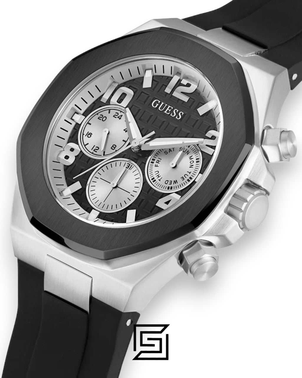 GUESS MEN BLACK Tone Analog Band Color BLACK WATCHG W0583G1
