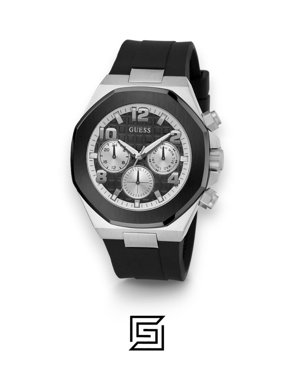GUESS MEN BLACK Tone Analog Band Color BLACK WATCHG W0583G1