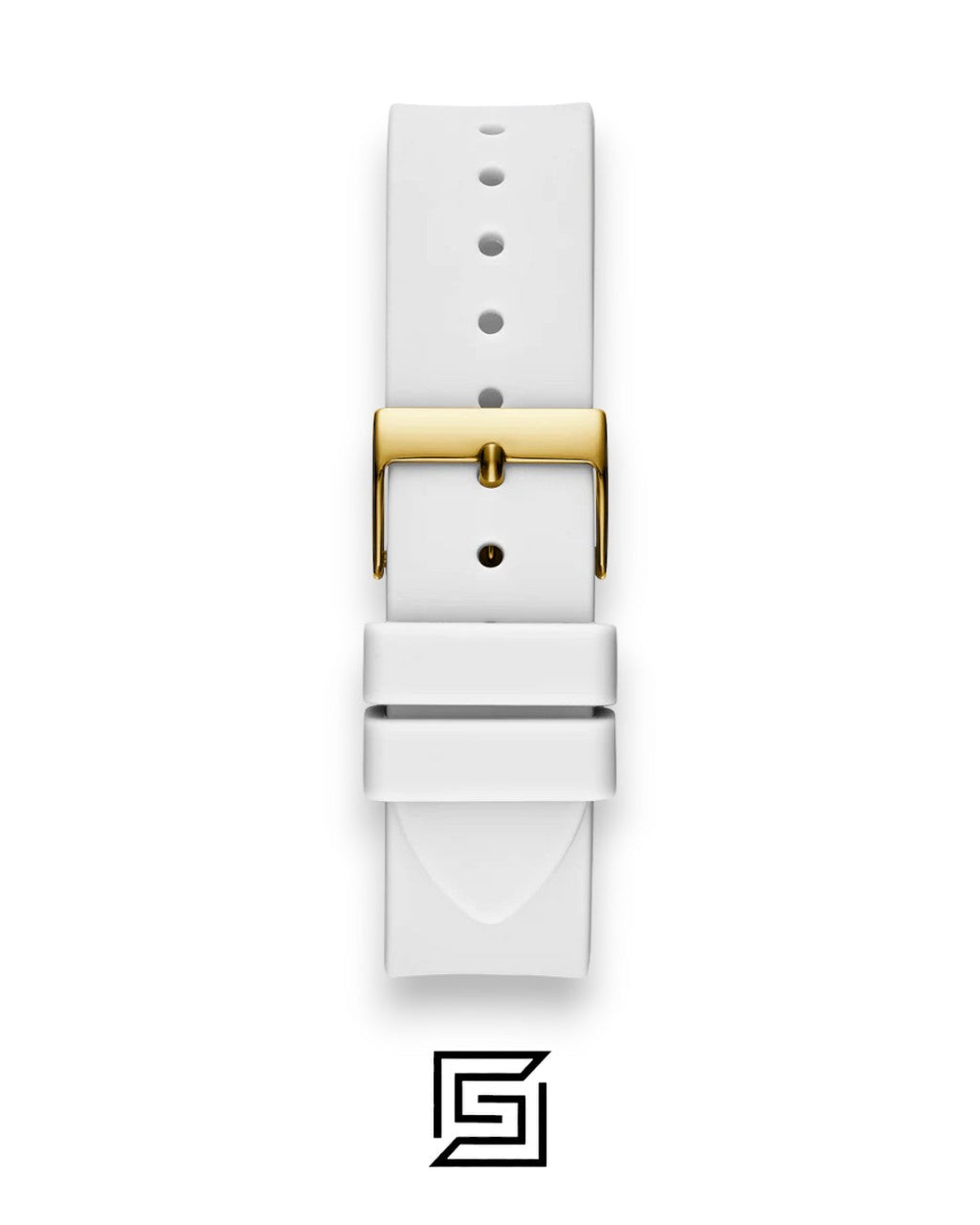 GUESS Ladies Gold Tone Analog Band White Silicone Watch GW0536L2
