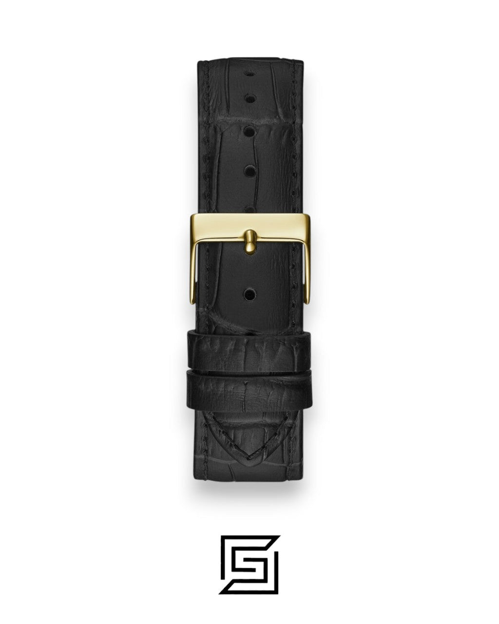GUESS Ladies GOLD Tone Analog BAND Leather BLACK Watch GW0309L2