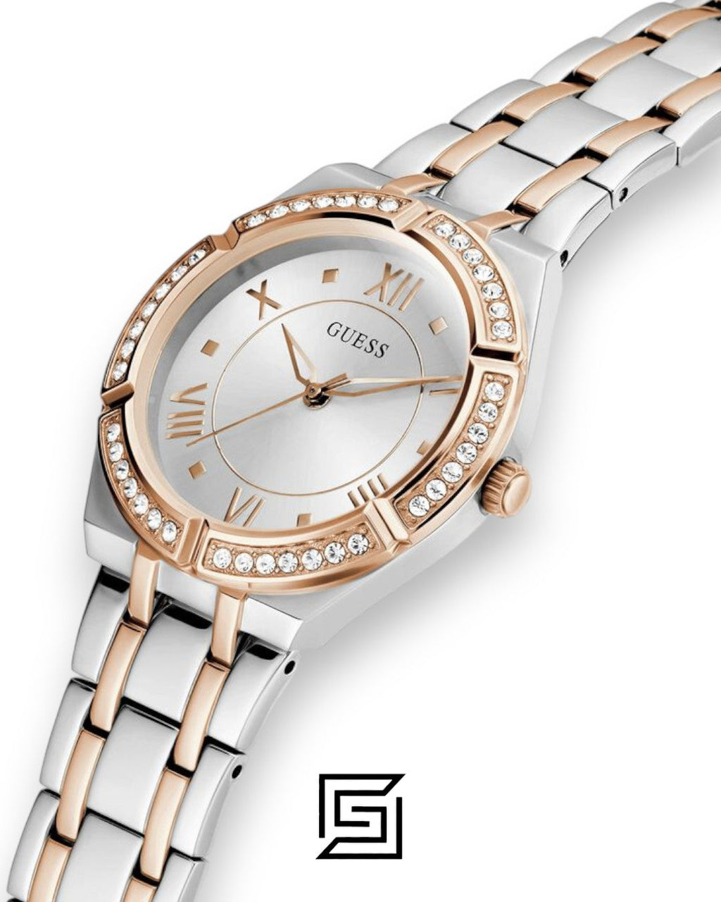 GUESS Ladies SILVER X ROSE GOLD TOW TONE Analog Watch GW0033L9