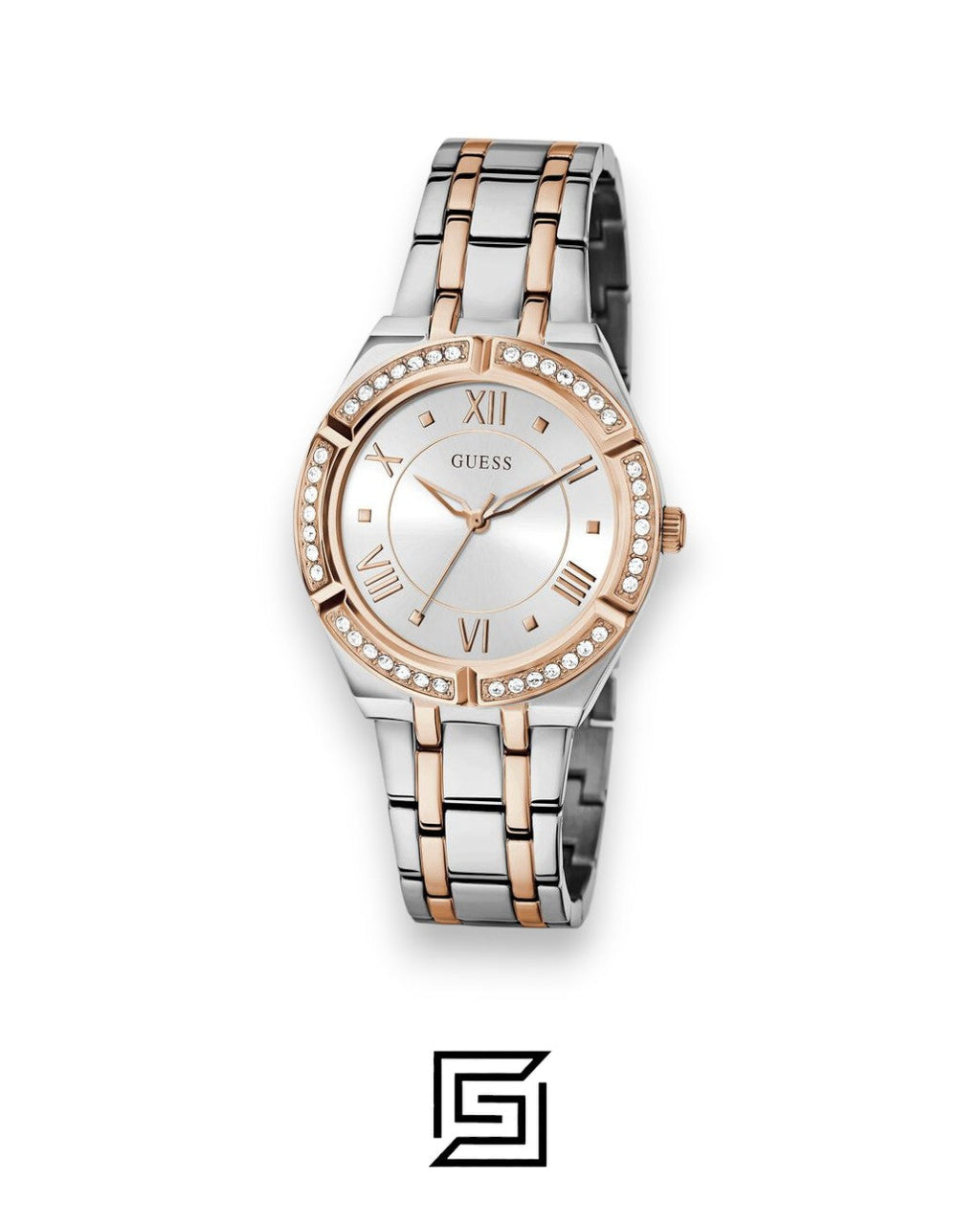 GUESS Ladies SILVER X ROSE GOLD TOW TONE Analog Watch GW0033L9