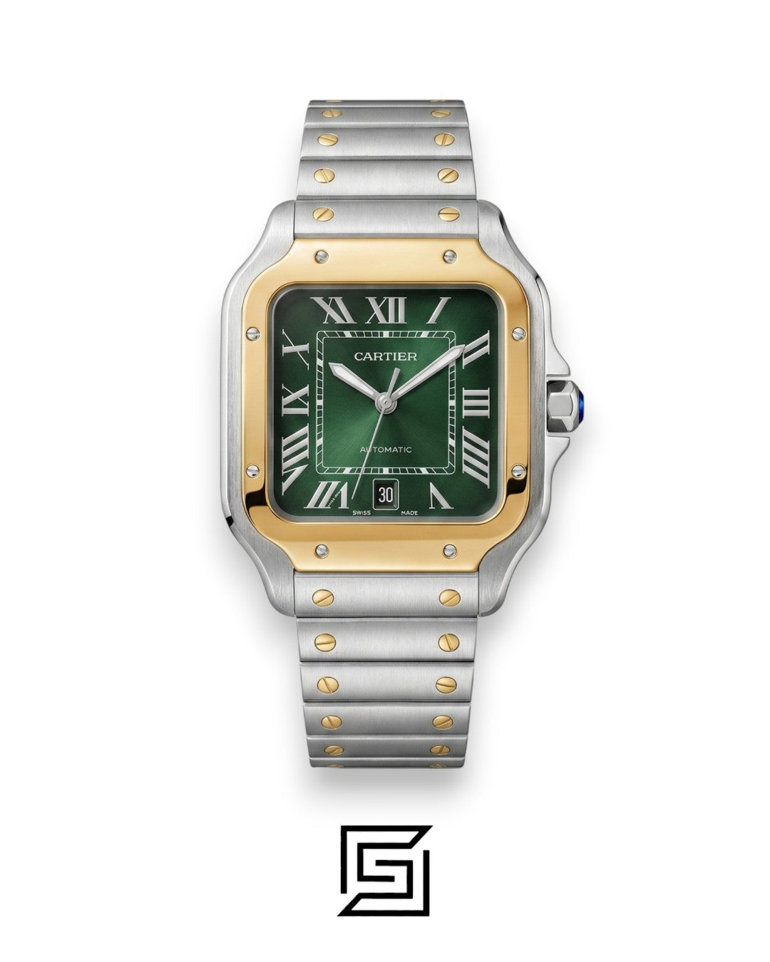 Cartier Santos 3241983 Automatic Green Roman Dial Two-Tone - 47mm