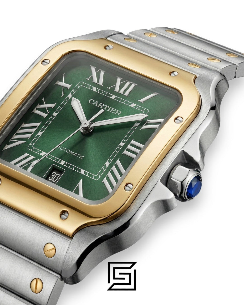 Cartier Santos 3241983 Automatic Green Roman Dial Two-Tone - 47mm