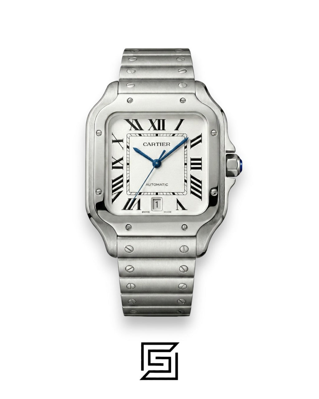 Cartier Santos 3241983 Automatic White Roman Dial Stainless Steel - 47mm