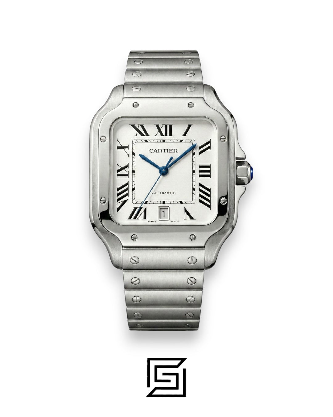 Cartier Santos 3241983 Automatic White Roman Dial Stainless Steel - 47mm