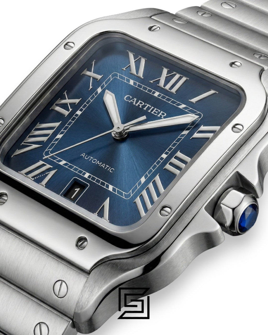 Cartier Santos 3241983 Automatic Blue Roman Dial Stainless Steel - 47mm