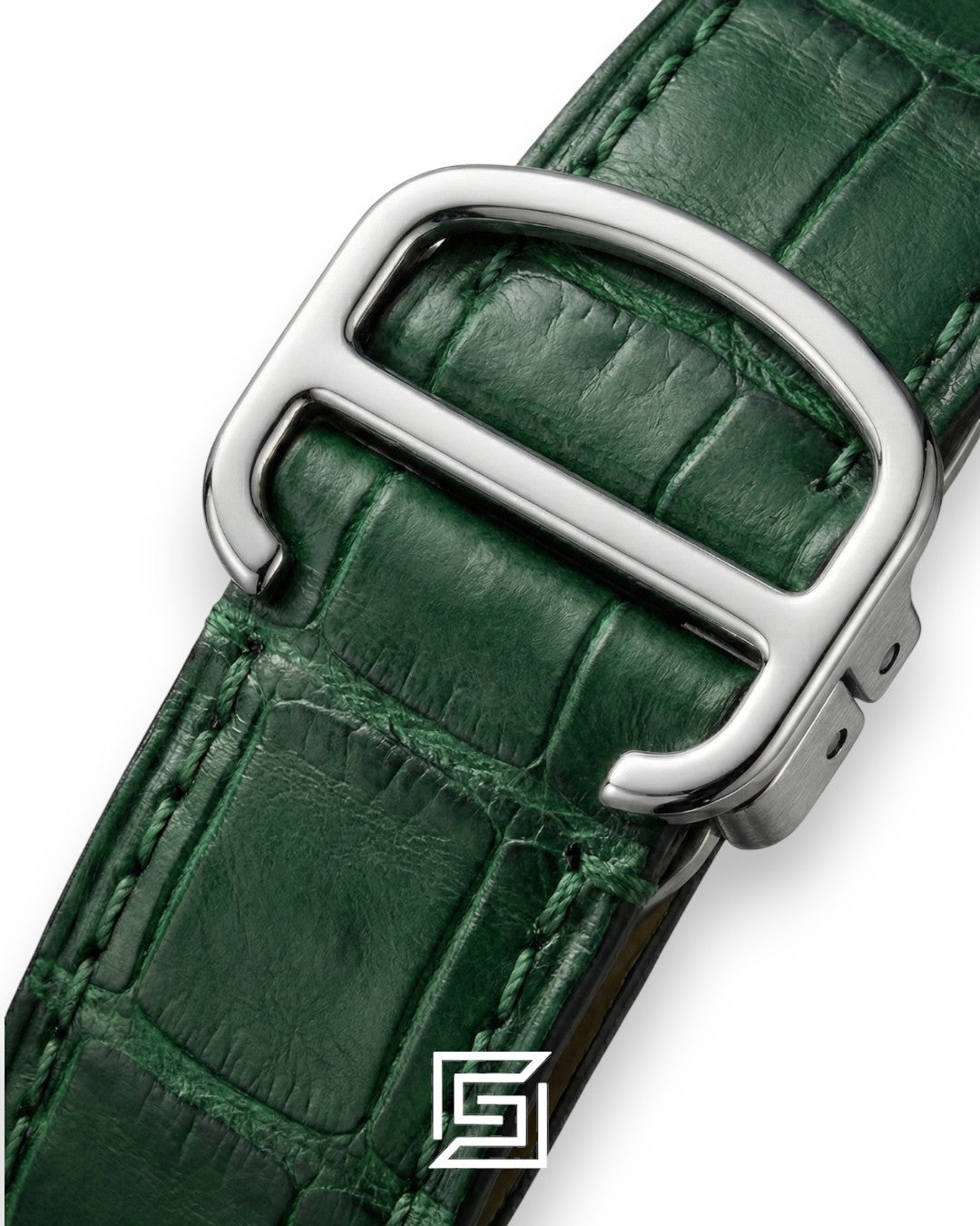 Cartier Santos 3241983 Automatic Dual Time White Roman Dial Green Leather - 47mm