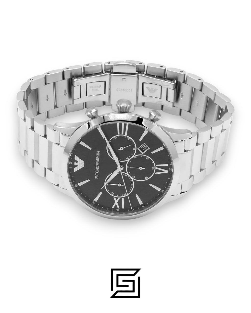 Emporio Armani AR11208 Silver Stainless Steel Men's Watch with Black Dial