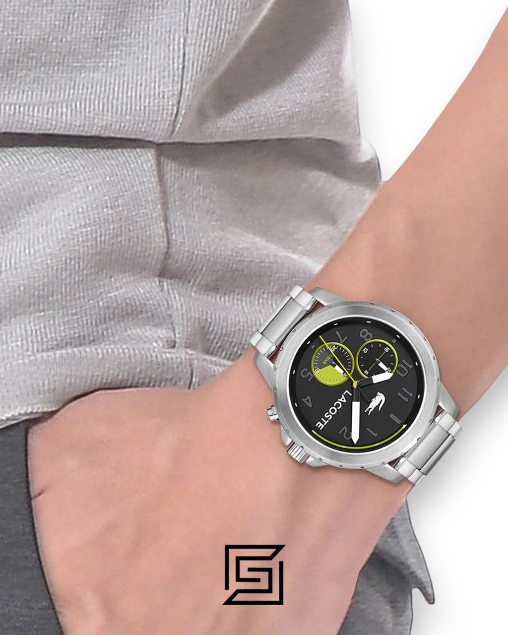 Lacoste 2011207 Men's Stainless Steel Black Dial Watch