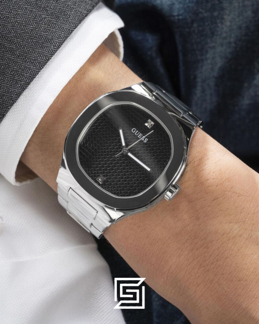Guess GW0662G1 Men's Stainless Steel 44mm Black Dial Watch