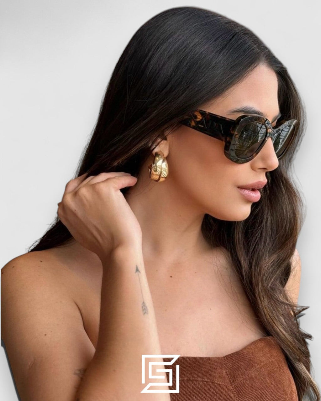 Prada PRA 13S Brown Lenses Marble Grey Frame