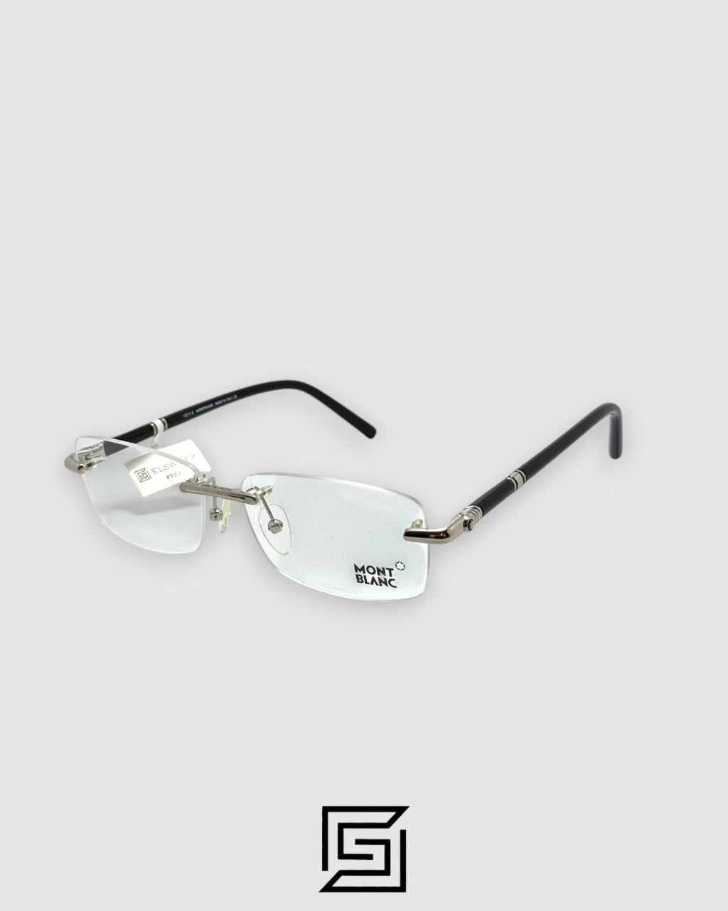 Montblanc MB0476 Rimless Optical Glasses - Silver Metal Frame with Black Temples