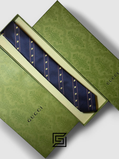 Gucci - Navy Blue Color With Gold Bee Constant Pattern